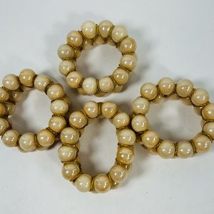 Glass Bead And Wire Napkin Rings Set Of 4 MCM Style Iridescent